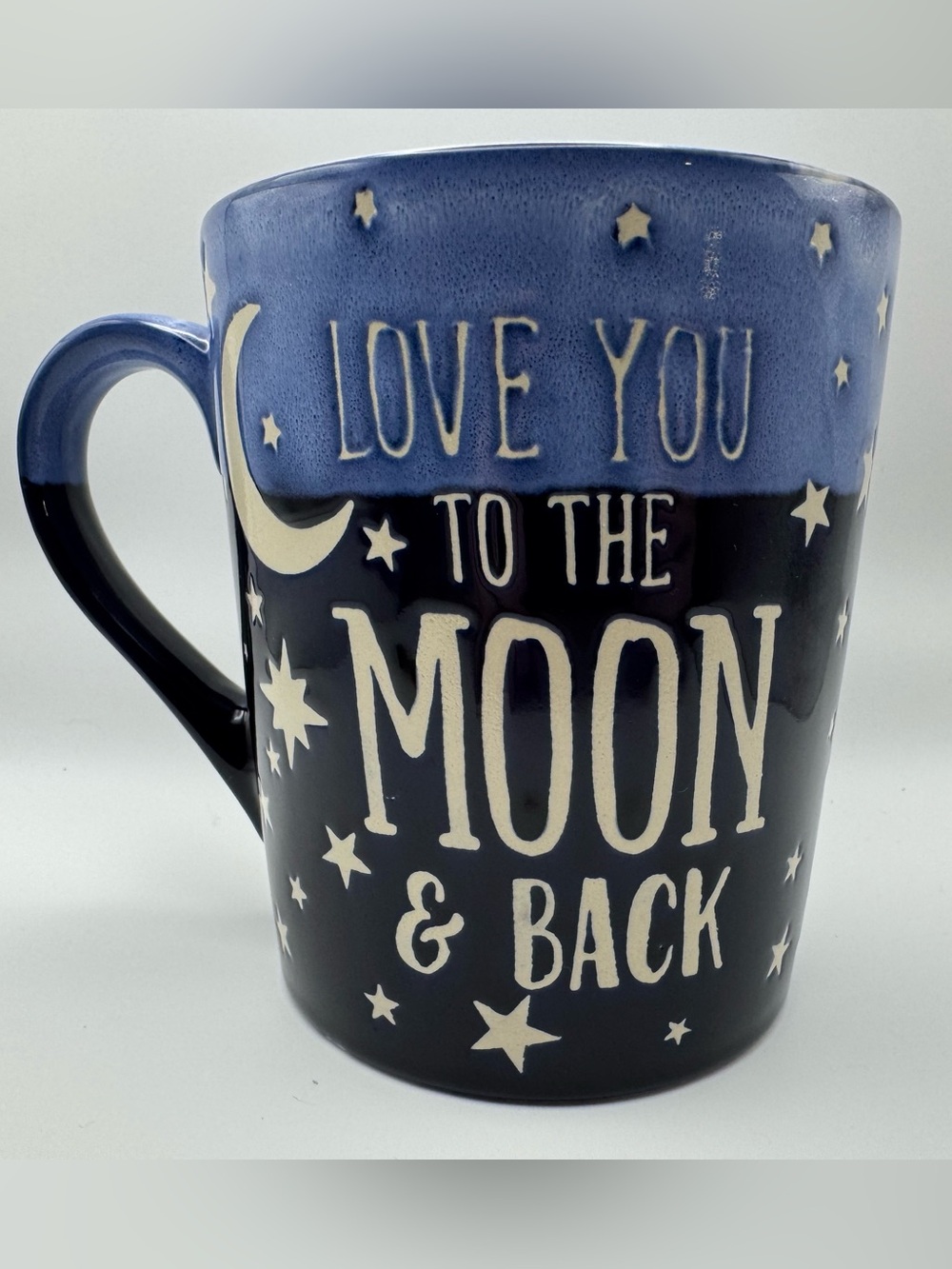 Ceramic 'Love You to the Moon & Back' Blue and Black Mug